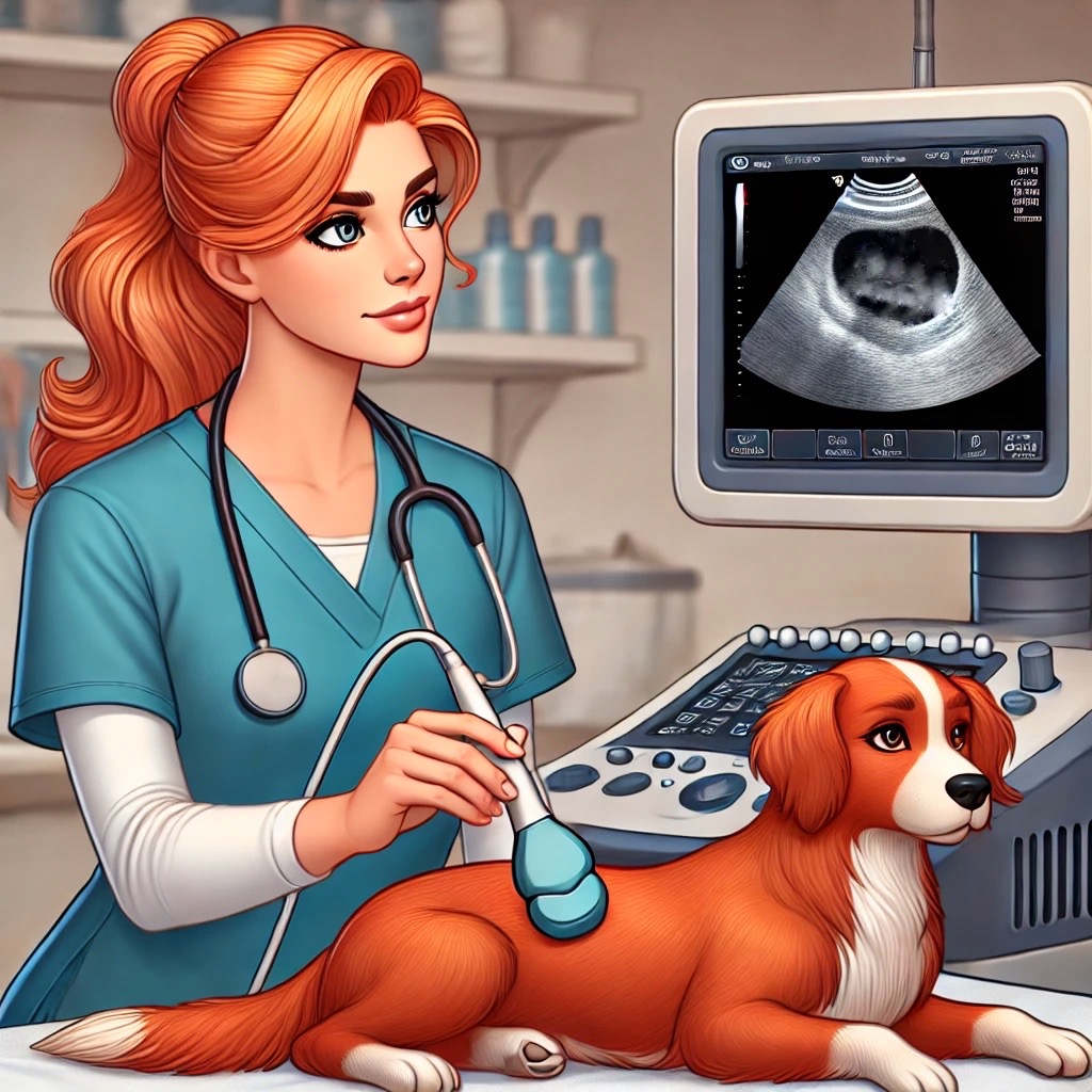 Ultrasound being performed on a dog